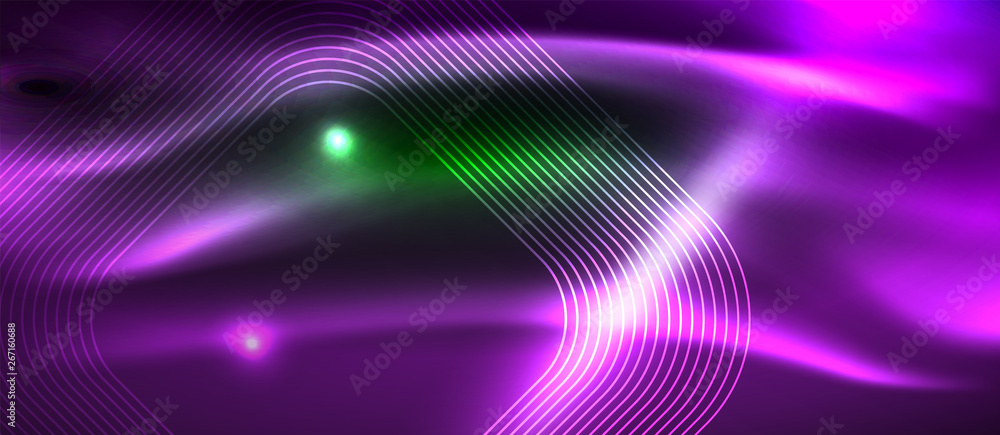 Dark background with neon glowing elements, shiny motion concept Dark background with neon glowing elements, shiny motion concept