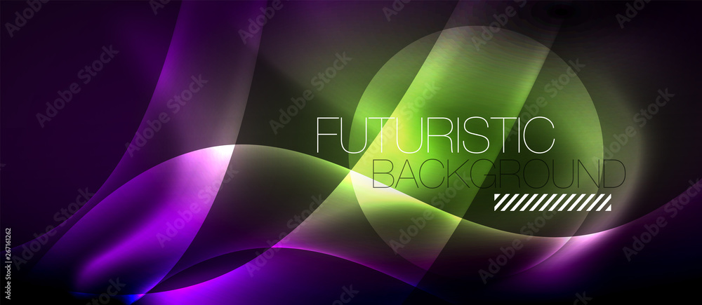 Glossy glowing neon light wave background Glossy glowing neon light wave background