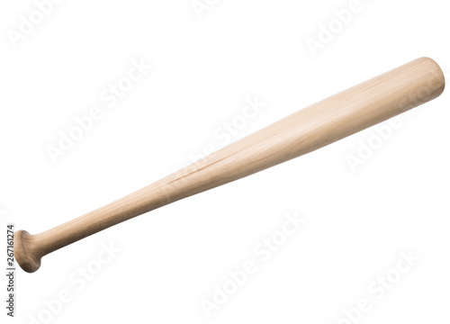 elm tree wooden baseball bat isolated on white background