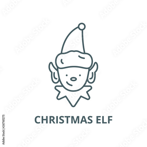 Christmas elf vector line icon, outline concept, linear sign