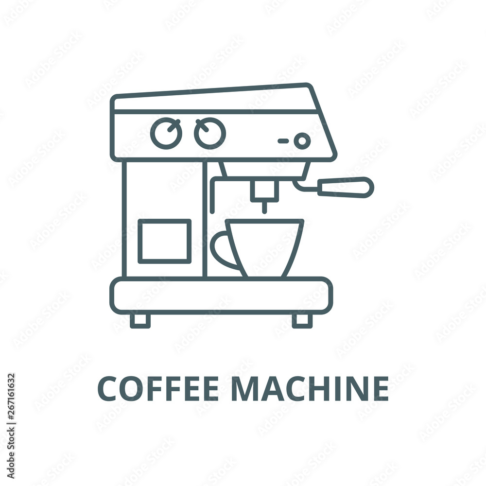 Fotografie Coffee machine vector line icon, outline concept, linear sign