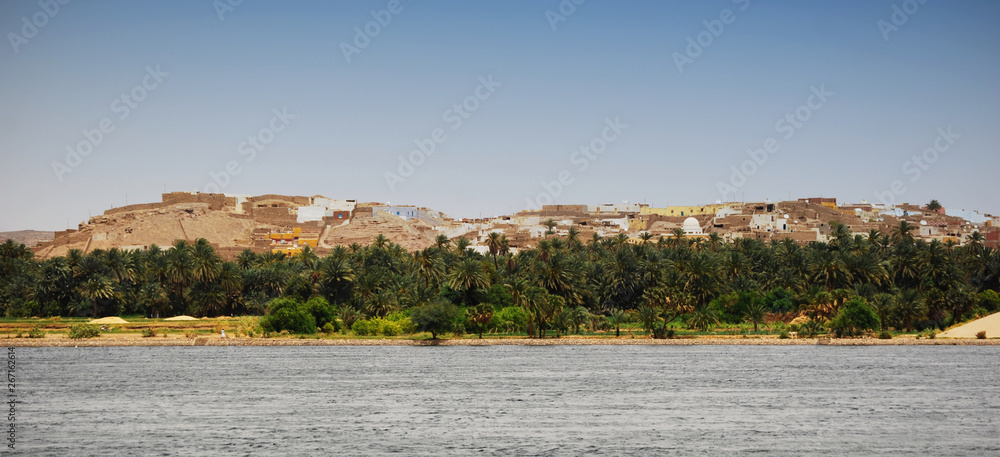 Coastline of the Nile river, Egypt Nile cruise