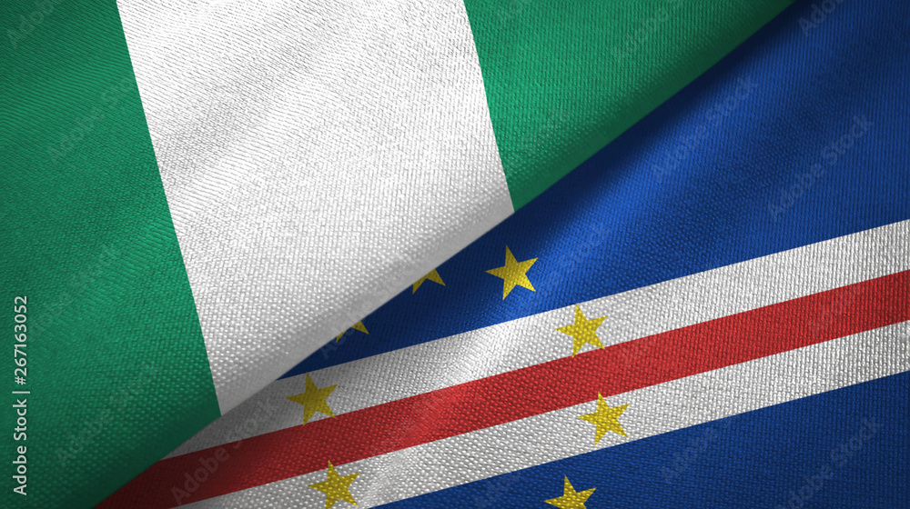 Nigeria and Cape Cabo Verde two flags textile cloth, fabric texture Nigeria and Cape Cabo Verde two flags textile cloth, fabric texture