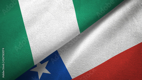 Nigeria and Chile two flags textile cloth, fabric texture