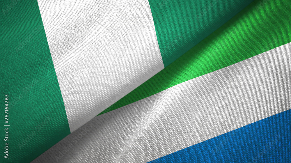 Nigeria and Sierra Leone two flags textile cloth, fabric texture