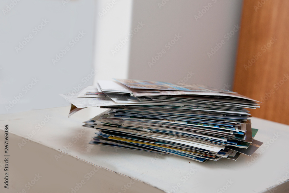 A stack of postcards or mail A stack of postcards or mail
