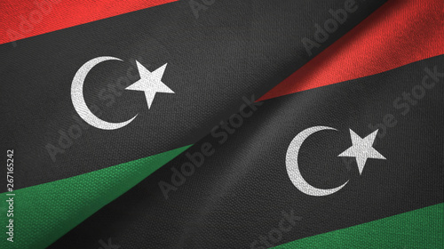 Libya two flags textile cloth, fabric texture