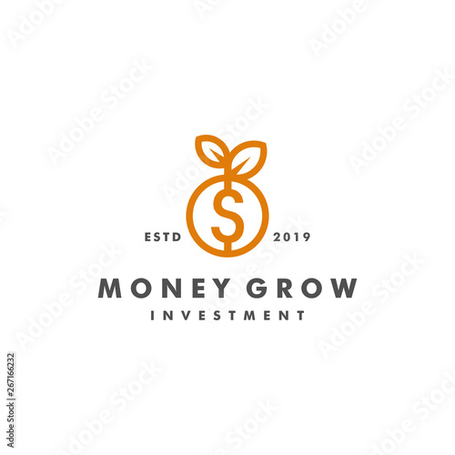 money grow investment icon logo template - vector