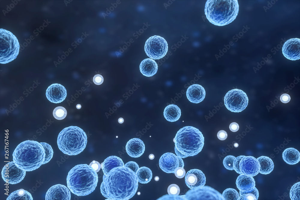 Infectious virus with surface details on blue background, 3d rendering. Infectious virus with surface details on blue background, 3d rendering.