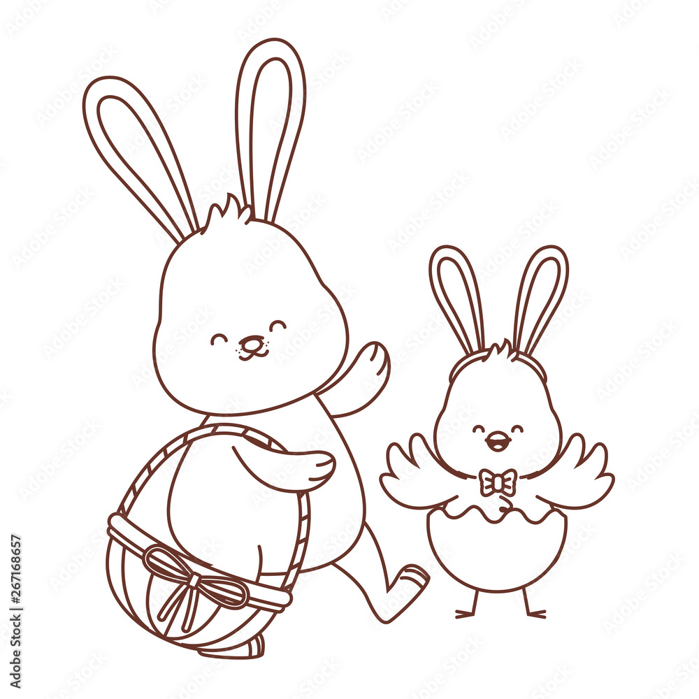 Fototapeta premium Happy farm animals outline