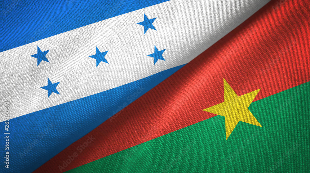Honduras and Burkina Faso two flags textile cloth, fabric texture Honduras and Burkina Faso two flags textile cloth, fabric texture