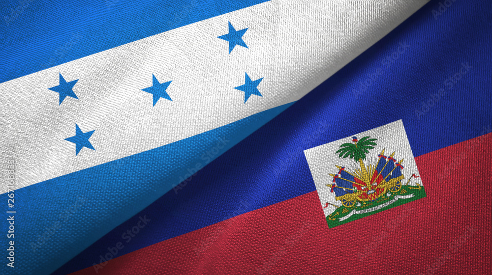 Honduras and Haiti two flags textile cloth, fabric texture Honduras and Haiti two flags textile cloth, fabric texture