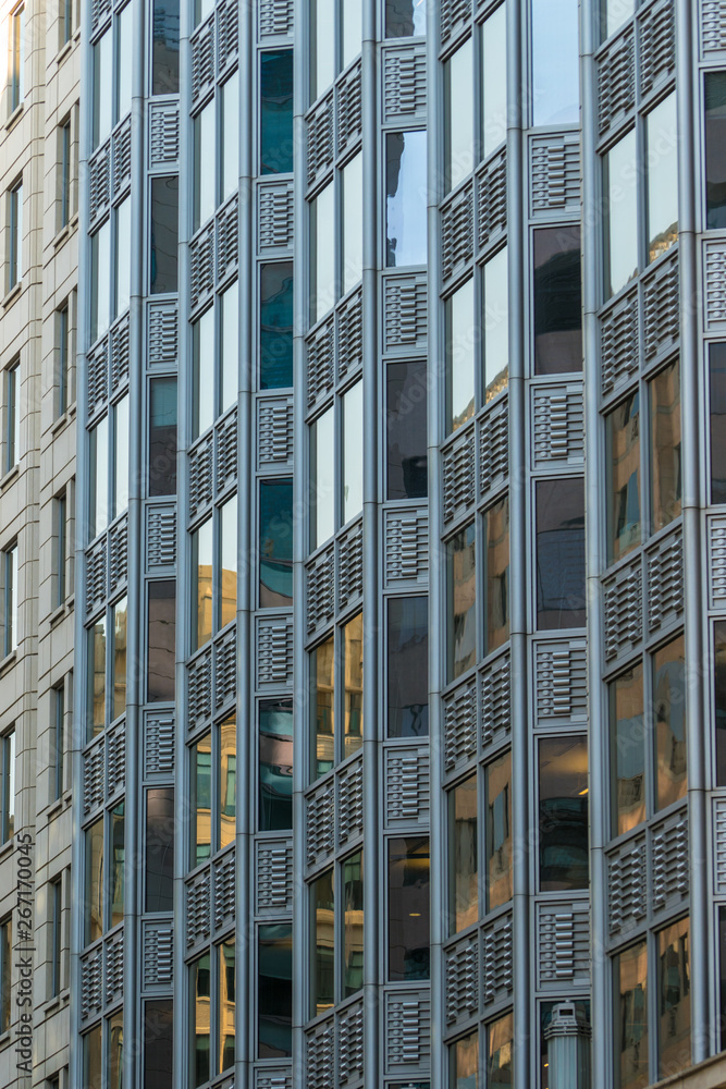 Modern office building glass metal facade texture background