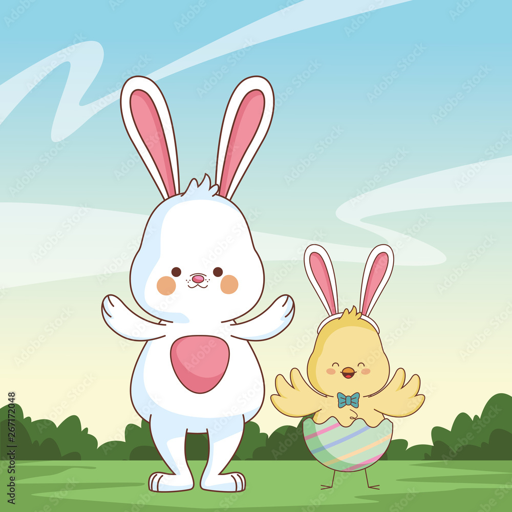 Fototapeta premium Happy farm animals cartoon