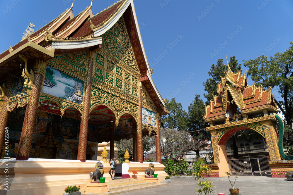 A Colorful Temple in Vientiane Laos A Colorful Temple in Vientiane Laos