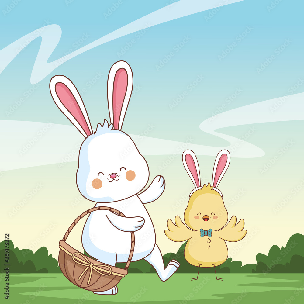 Fototapeta premium Happy farm animals cartoon