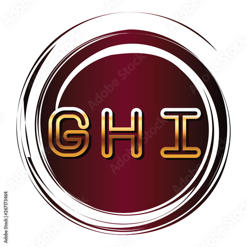 GHI alphabet font letters red round emblem red round emblem