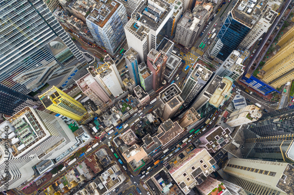 Top view of Hong Kong commercial district