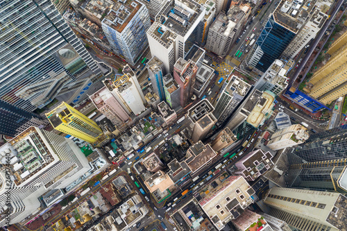 Top view of Hong Kong commercial district © leungchopan
