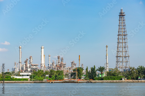 Oil refinery factory in Bangkok Thailand. at chao phraya river.