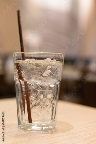 Clear drinking water, Ice in a glass of water.