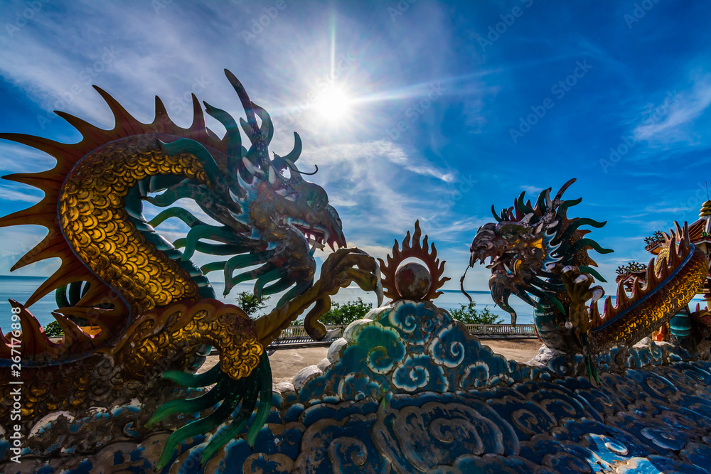 chinese dragon on blue sky
