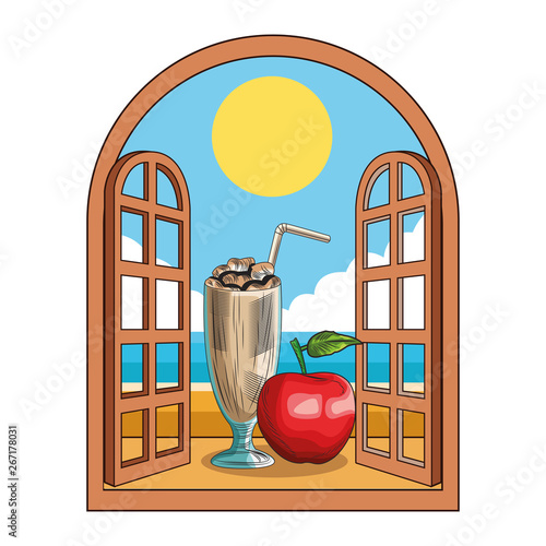 Fresh fruit nutrition healthy window frame