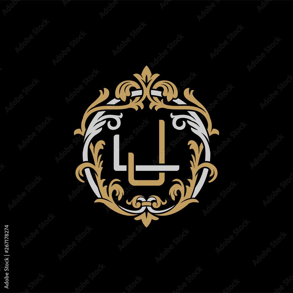 Lj Lettering Initial letter L and J, LJ, JL, decorative ornament emblem badge ...