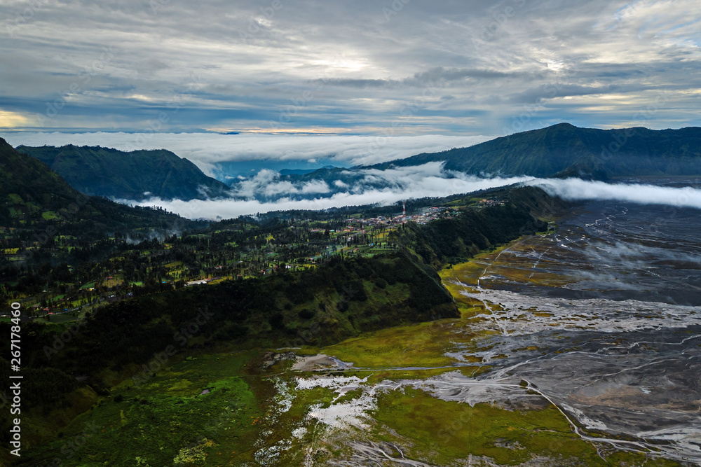 Naklejka premium Aerial - Mount Bromo, Indonesia