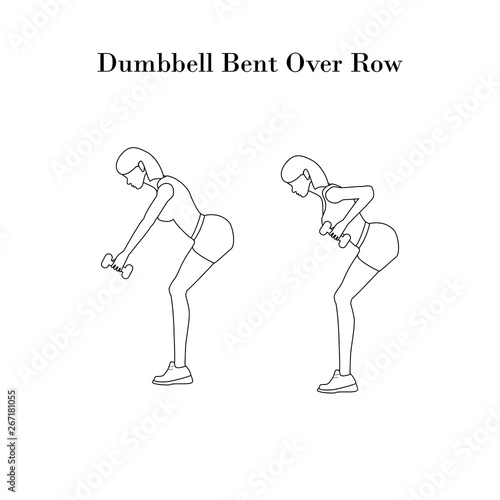 Dumbbell bent over row exercise outline