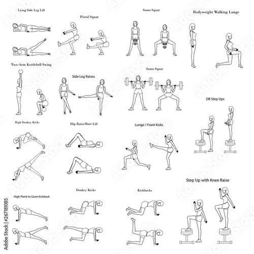 Legs workout exercise illustration outline