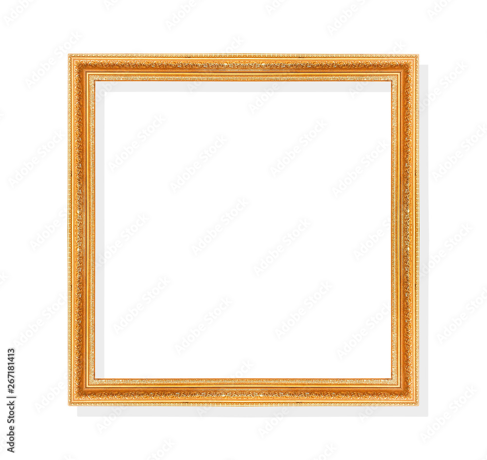 Old gold frame with leaves shape patterns isolated on white background and clipping path Old gold frame with leaves shape patterns isolated on white background and clipping path