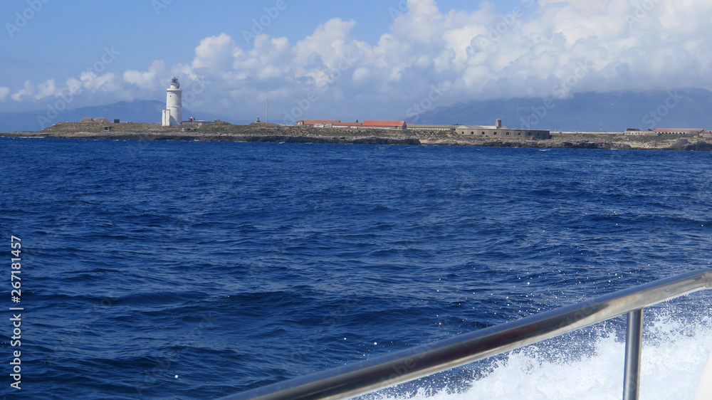 Tarifa lighthouse on the isle of Paloma