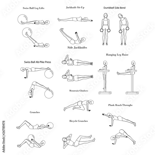Workout exercise illustration outline