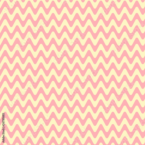 Wave retro seamless pattern - pastel pink and orange