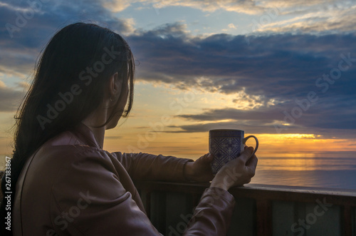 a cup of tea on sunset