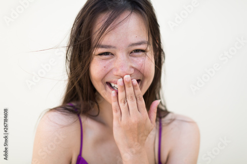 Slika na platnu Happy woman laughing portrait.