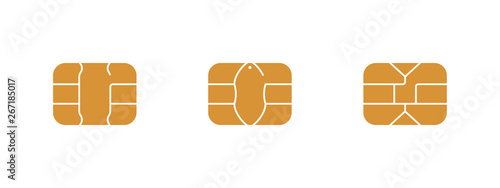 EMV chip icon for bank plastic credit or debit charge card. Vector symbol illustration