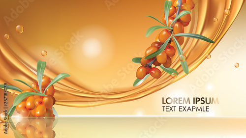Sea buckthorn vector realistic ads poster