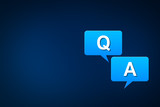Question answer speech bubble concept on blue background
