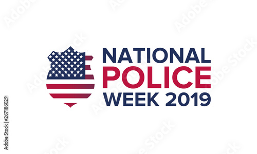 National Police Week in May. Celebrated annual in United States. In honor of the police. Officers Memorial Day. Poster, card, banner and background. Vector illustration