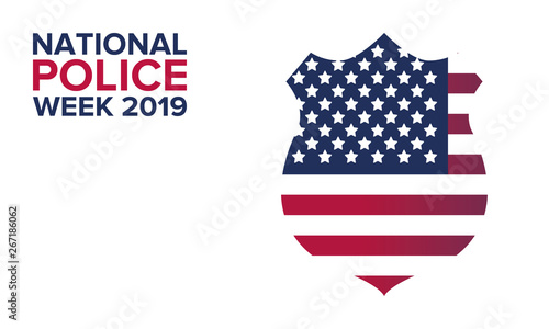 National Police Week in May. Celebrated annual in United States. In honor of the police. Officers Memorial Day. Poster, card, banner and background. Vector illustration