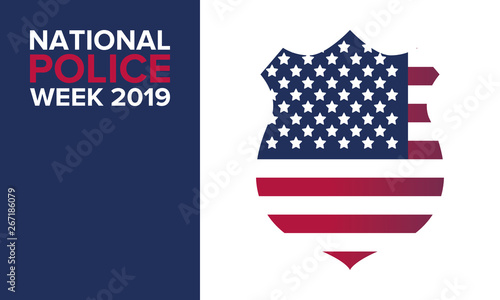 National Police Week in May. Celebrated annual in United States. In honor of the police. Officers Memorial Day. Poster, card, banner and background. Vector illustration