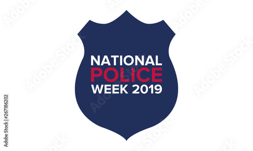 National Police Week in May. Celebrated annual in United States. In honor of the police. Officers Memorial Day. Poster, card, banner and background. Vector illustration