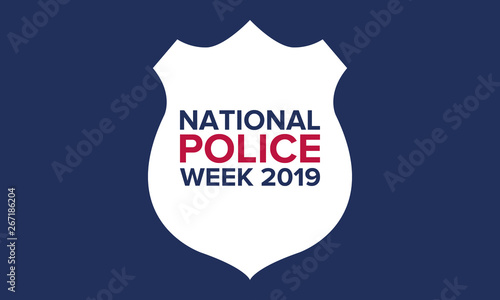 National Police Week in May. Celebrated annual in United States. In honor of the police. Officers Memorial Day. Poster, card, banner and background. Vector illustration