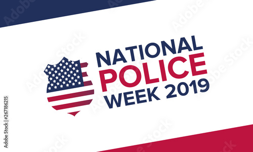 National Police Week in May. Celebrated annual in United States. In honor of the police. Officers Memorial Day. Poster, card, banner and background. Vector illustration