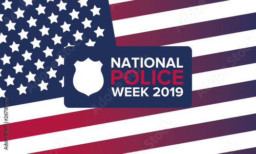 National Police Week in May. Celebrated annual in United States. In honor of the police. Officers Memorial Day. Poster, card, banner and background. Vector illustration