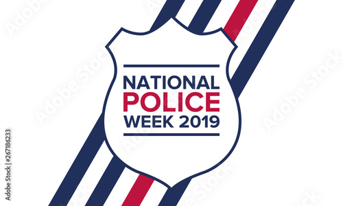 National Police Week in May. Celebrated annual in United States. In honor of the police. Officers Memorial Day. Poster, card, banner and background. Vector illustration