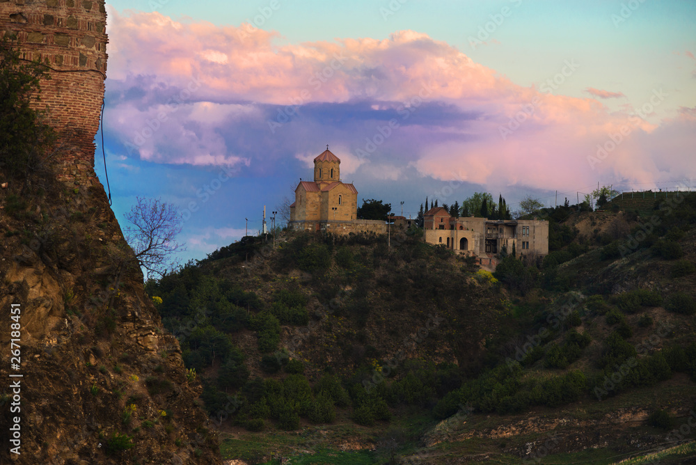Tbilisi, Georgia: Tabori monastery at sunset