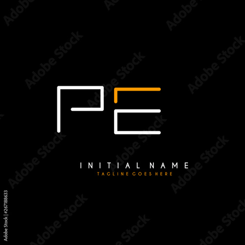 Initial P E PE minimalist modern logo identity vector